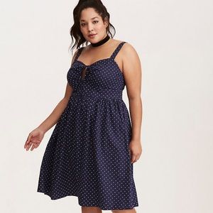 Torrid Retro Chic Polka Dot Tie Front Swing Dress